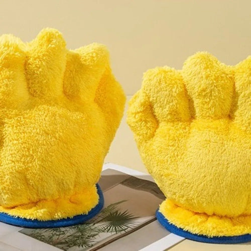 Coral Fleece Hair Drying Mittens Soft Fast Absorption Wipe Head Towel Anti-Frizz Yellow Absorbent Gloves Hair Care